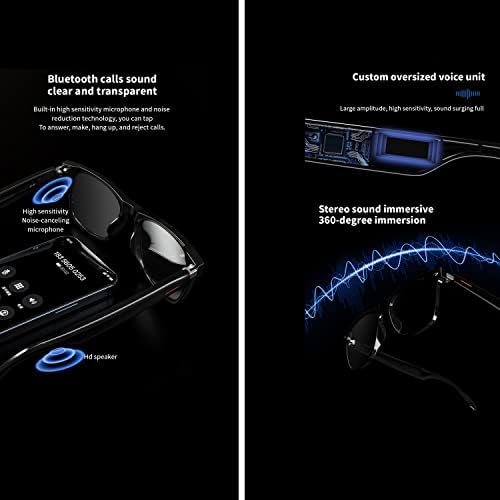 IVY TWS Smart Bluetooth Audio Glasses - Blue Light Blocking & Sunglasses Lens kits for Office Outdoor Sports Drive - Smart Glasses for Men & Women - Black Frame - Image 4