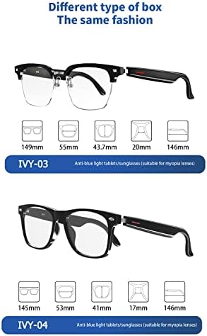 IVY TWS Smart Bluetooth Audio Glasses - Blue Light Blocking & Sunglasses Lens kits for Office Outdoor Sports Drive - Smart Glasses for Men & Women - Black Frame - Image 6